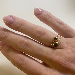 GORJANA RING SET - BLACK PYRITE
